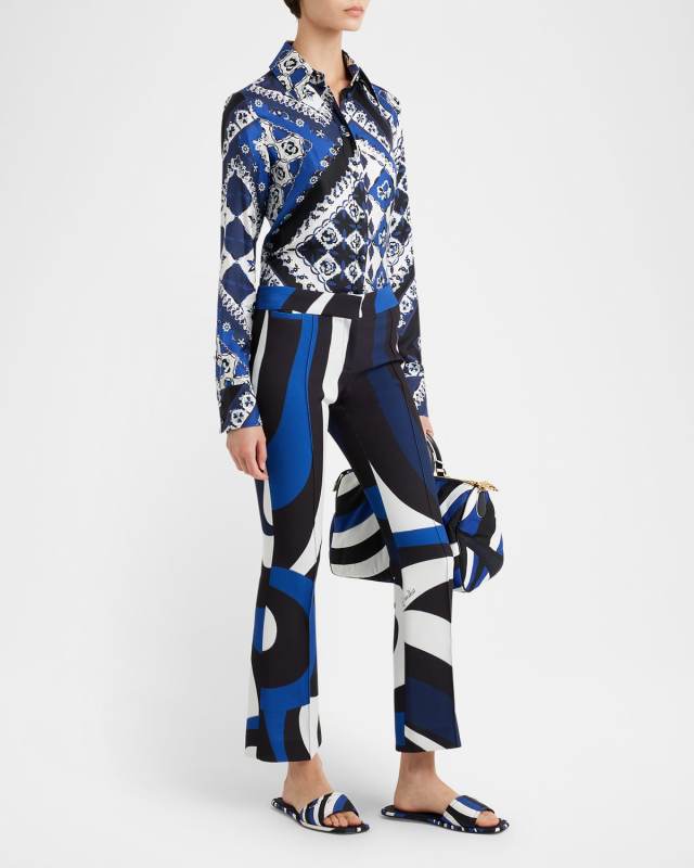 Iride Pintuck Kick-Flare Ankle Trousers